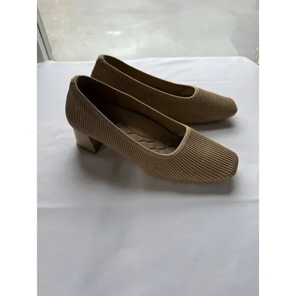 VIVAIA Square-Toe Chunky Heels (Melody Pro) Nude Peach Shoe Sz 9.5/41.5
